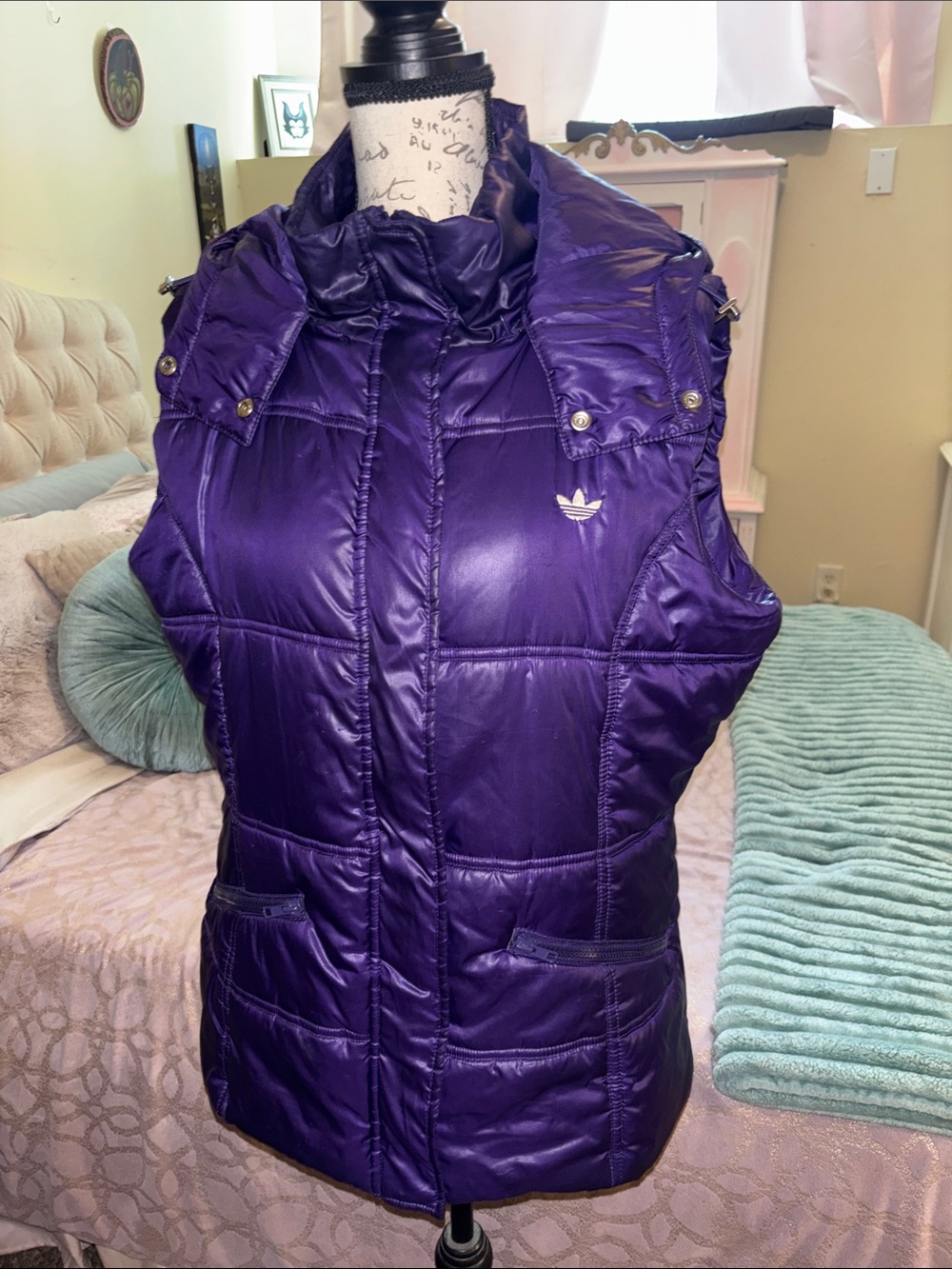 adidas Purple Quilted Puffer Vest - Sleeveless women’s xl